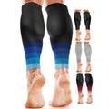 aZengear Calf Support Compression Sleeves (Pair) for Women, Men, Running | Shin Splints Brace, Footless Leg Socks for Torn Muscle Pain Relief, Cramps (L-XL, Black w/Blue) - Damaged Box