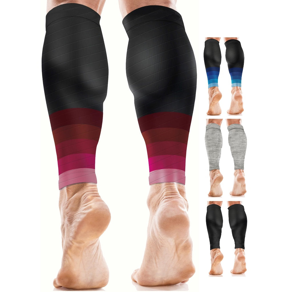 aZengear Calf Support Compression Sleeves (Pair) for Women, Men, Running | Shin Splints Brace, Footless Leg Socks for Torn Muscle Pain Relief, Cramps (L-XL, Black w/Blue) - Damaged Box