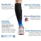 aZengear Calf Support Compression Sleeves (Pair) for Women, Men, Running | Shin Splints Brace, Footless Leg Socks for Torn Muscle Pain Relief, Cramps (L-XL, Black w/Blue) - Damaged Box