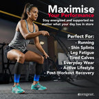 aZengear Calf Support Compression Sleeves (Pair) for Women, Men, Running | Shin Splints Brace, Footless Leg Socks for Torn Muscle Pain Relief, Cramps (L-XL, Black w/Blue) - Damaged Box