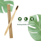 Bamboo Toothbrush, Biodegradable Soft Bristles Toothbrushes, Wooden Toothbrush with Wave-Shaped Two-Color Bristles and Larger Thicker Handle (6 Pcs)