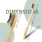 Bamboo Toothbrush, Biodegradable Soft Bristles Toothbrushes, Wooden Toothbrush with Wave-Shaped Two-Color Bristles and Larger Thicker Handle (6 Pcs)
