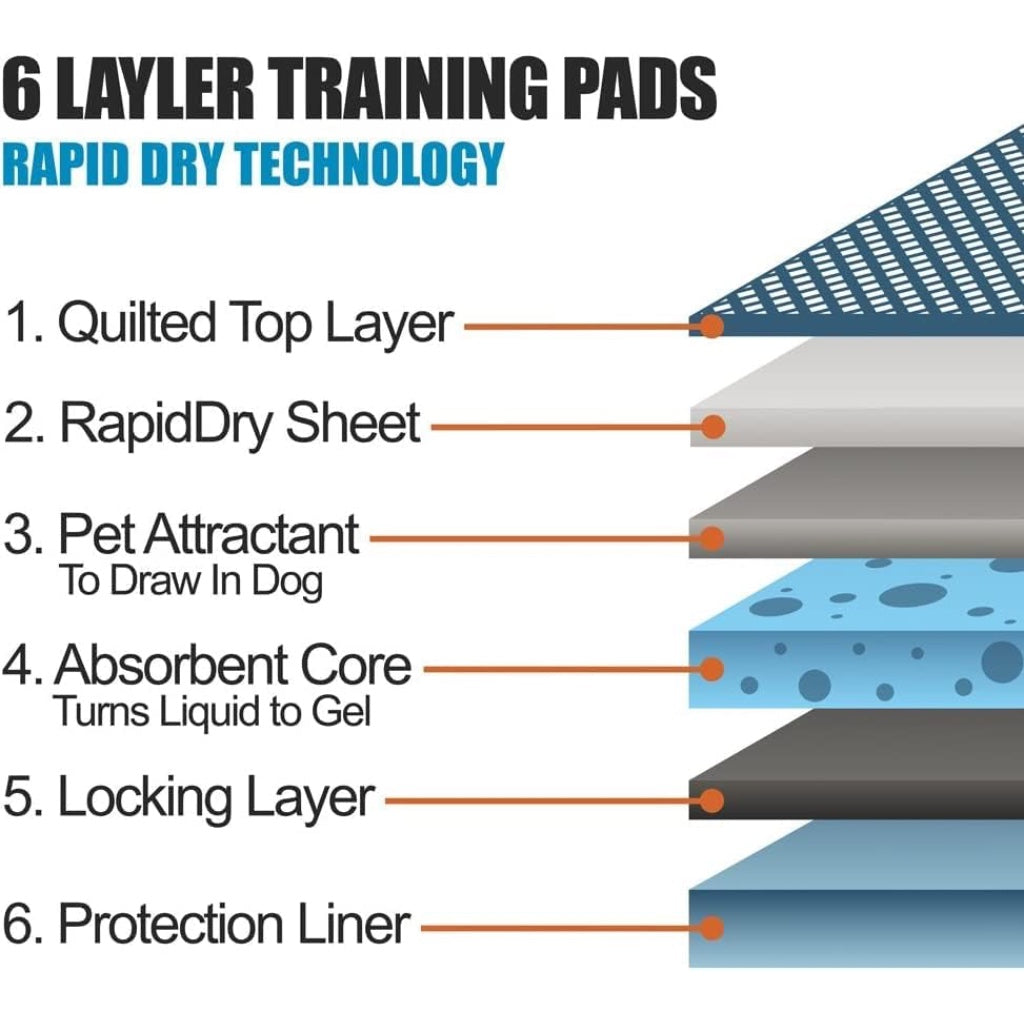 Bargain Factory - Pet Potty Training Pads Pack of 50 for Dogs Puppy Pads - Super-Absorbent 5 Layers Waterproof - 56 x 56 cm - Disposable Puppy Pee Pads