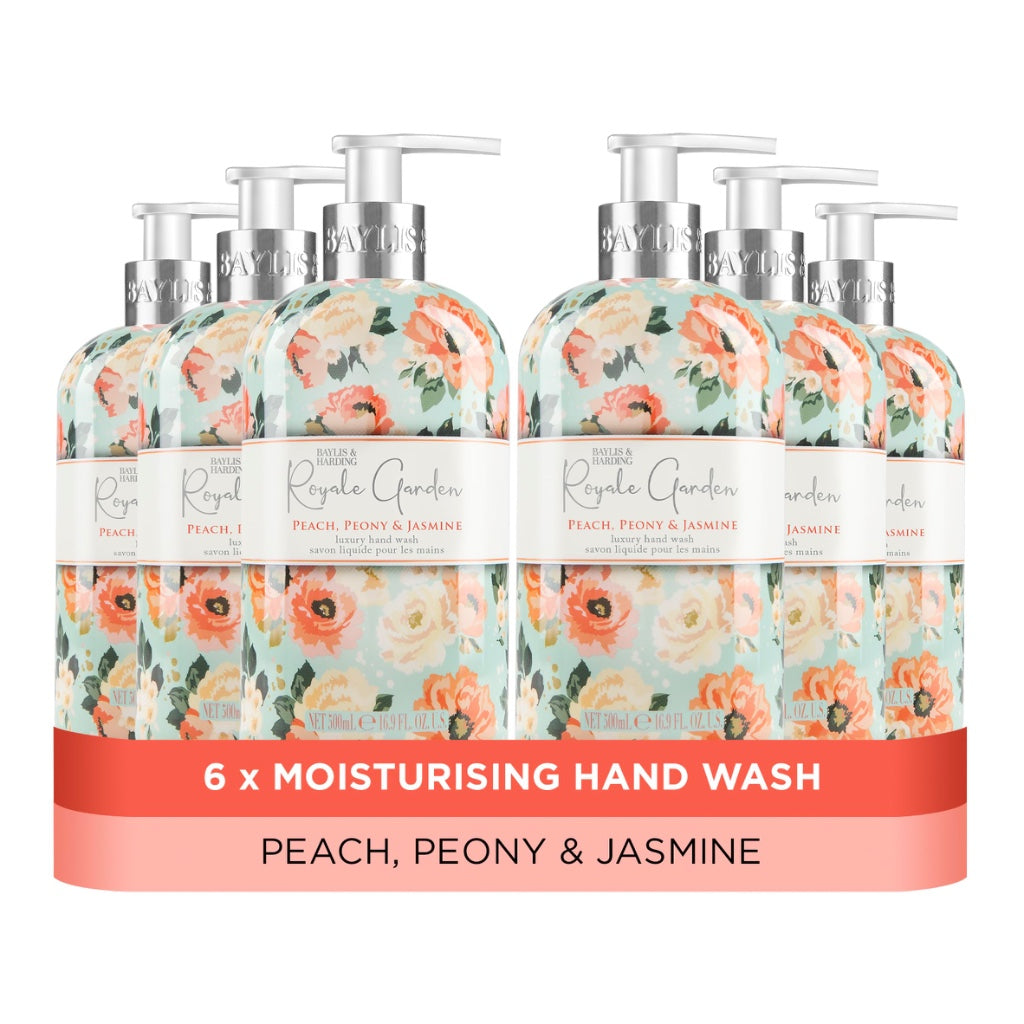 Baylis & Harding Royale Garden Peach Peony & Jasmine Hand Wash 500ml,pack of 6