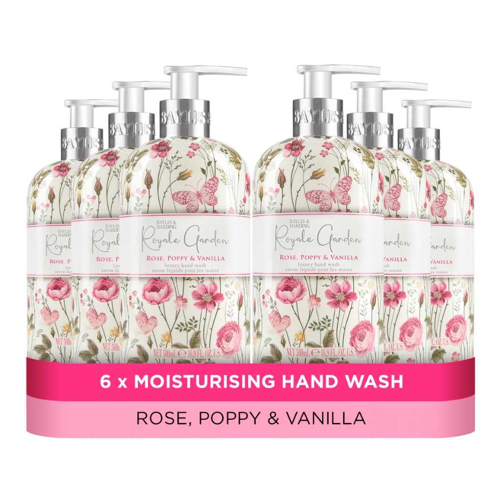 Baylis & Harding Royale Garden Peach Peony & Jasmine Hand Wash 500ml,pack of 6