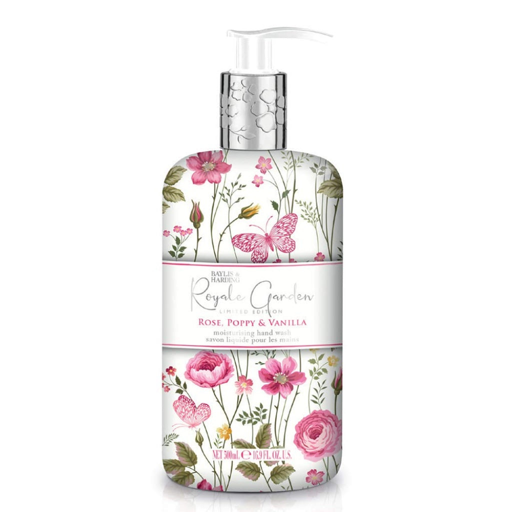 Baylis & Harding Royale Garden Rose, Poppy & Vanilla Hand Wash 500ml - Floral Scent Liquid Soap