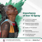 BetterYou Iron Supplement, High Strength Iron 10 Liquid Oral Spray for Men and Women, Fast-Acting to Support Energy & Immune System, Gentle on Stomach, Natural Pomegranate Flavor, 25ml - BBE 12/2027