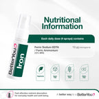 BetterYou Iron Supplement, High Strength Iron 10 Liquid Oral Spray for Men and Women, Fast-Acting to Support Energy & Immune System, Gentle on Stomach, Natural Pomegranate Flavor, 25ml - BBE 12/2027