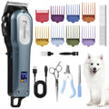 BESTBOMG Professional Dog Grooming Clippers for Thick Heavy Coats Low Noise High Power Rechargeable LED Display Cordless Pet Shaver for Small & Large Dogs Cats