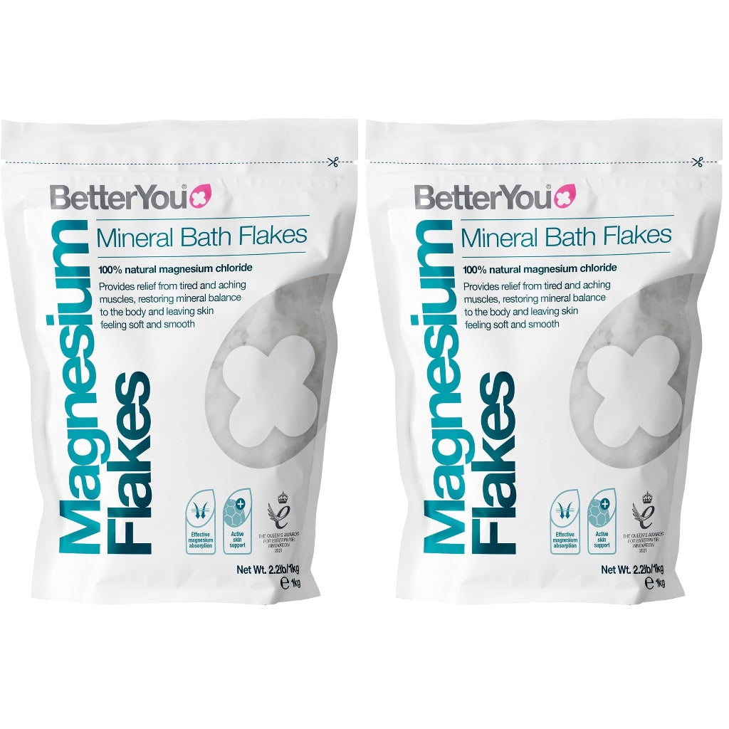 BetterYou Magnesium Original Bath Flakes, Natural Source of Zechstein Magnesium, Mineral Bath Flakes, Cleansing Bath Salts, Vegan & Palm-Oil Free, 1kg