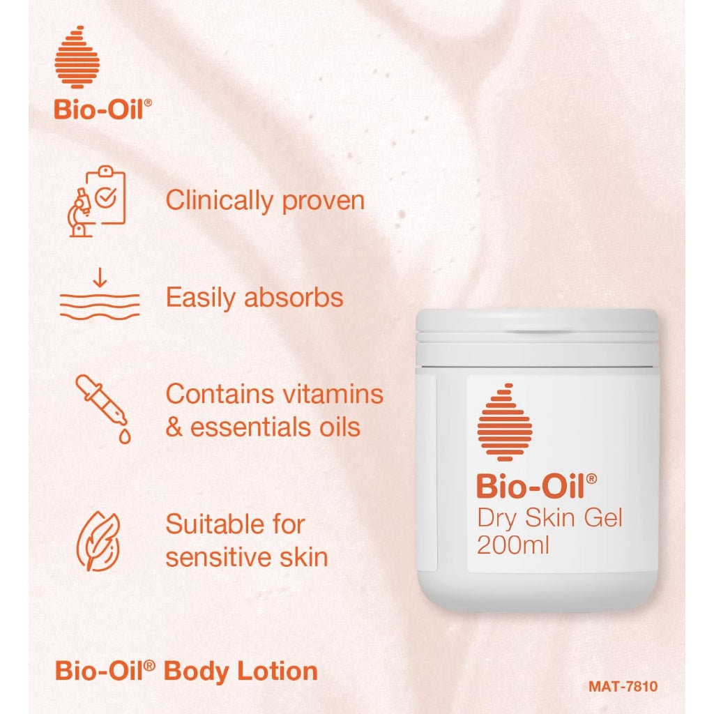 Bio Oil Moisturising Skin Gel (200ml) - Gel Moisturiser For Body & Face - Clinically Proven To Improve Dry Skin - With Vitamins & Essential Oils - Fast Absorbing