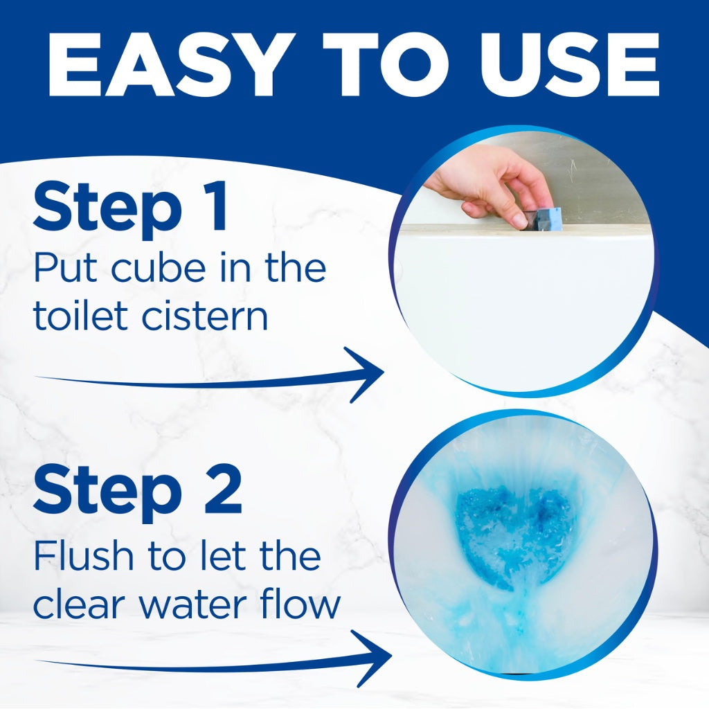 Bloo Hygiene 3in1 Cleaning Foam Toilet Blocks, Pack of 2, Toilet Limescale Remover Cistern Block, Toilet Cleaner Block with Cleaning and Foaming Action, Blue Water, Fresh Scent
