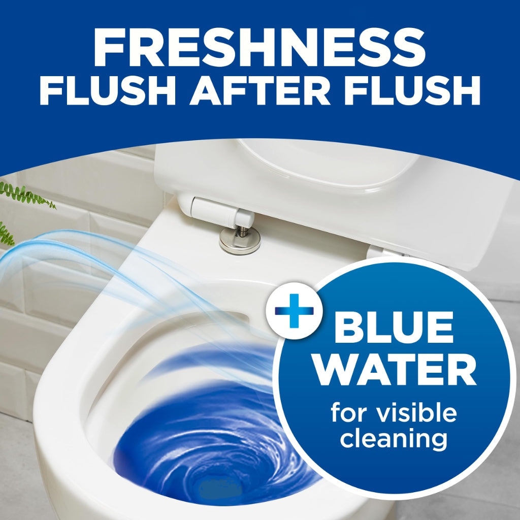 Bloo Hygiene 3in1 Cleaning Foam Toilet Blocks, Pack of 2, Toilet Limescale Remover Cistern Block, Toilet Cleaner Block with Cleaning and Foaming Action, Blue Water, Fresh Scent