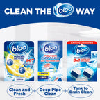 Bloo Hygiene 3in1 Cleaning Foam Toilet Blocks, Pack of 2, Toilet Limescale Remover Cistern Block, Toilet Cleaner Block with Cleaning and Foaming Action, Blue Water, Fresh Scent