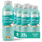 BOL Vanilla Power Shake - Ready-to-Drink Nutritionally Complete Meal (289kcal) - 25g High Protein Shake - Low Sugar, Plant-based, High Fibre (9g) Low Calorie Meal Replacement (410ml x 6 Bottles) - BBE 05/2026