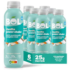 BOL Vanilla Power Shake - Ready-to-Drink Nutritionally Complete Meal (289kcal) - 25g High Protein Shake - Low Sugar, Plant-based, High Fibre (9g) Low Calorie Meal Replacement (410ml x 6 Bottles) - BBE 05/2026
