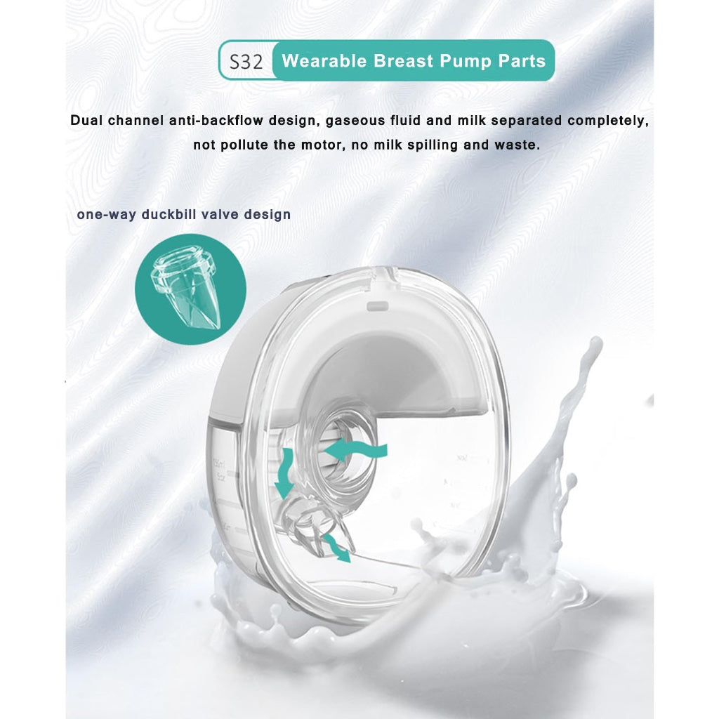 Breast Pump Parts Original Flange Shield 24mm Duckbill Valve Silicone Diaphragm Milk Collector Cup Overall Replacement Accessories Compatible with Lansinoh NCVI Nuliie Etc S32, 2 Packs 8 Pcs - Damaged Box