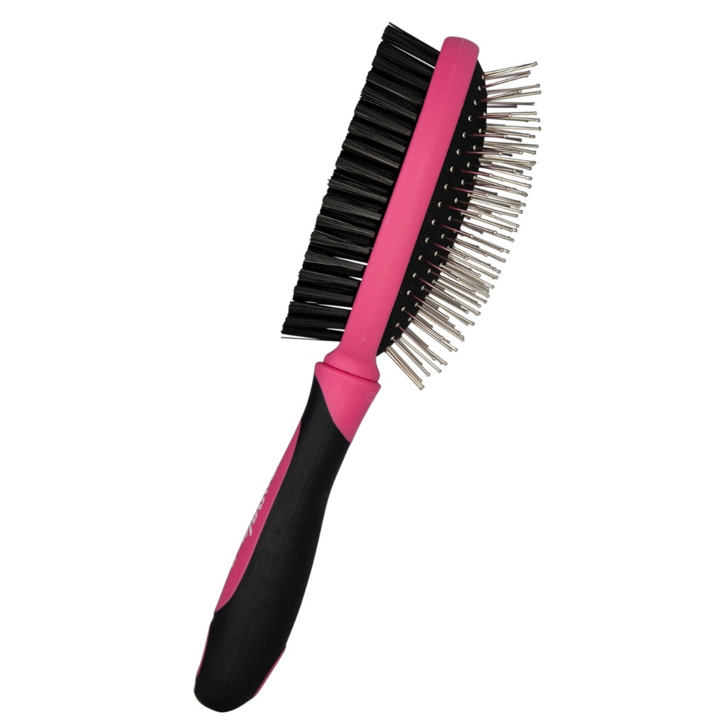 2 1 Dog & Cat Brush Double Sided Long & Short Haired Pet Brush Removes Loose Hair Grooming Stimulates Skin
