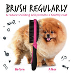 Bugalugs 2 in 1 Dog & Cat Brush - Double Sided, Long & Short Haired Pet Brush, Removes Loose Hair - Grooming Stimulates Skin