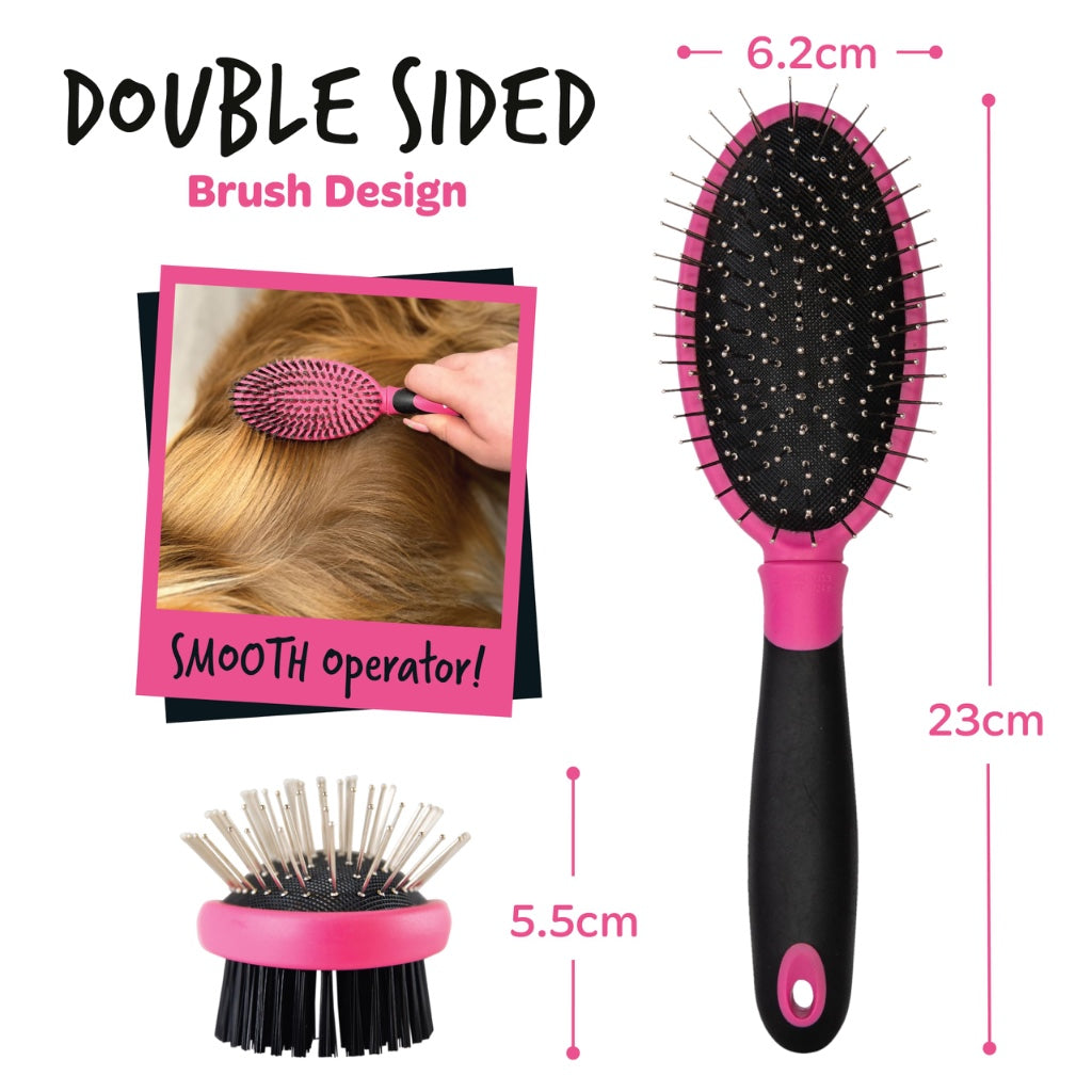Bugalugs 2 in 1 Dog & Cat Brush - Double Sided, Long & Short Haired Pet Brush, Removes Loose Hair - Grooming Stimulates Skin
