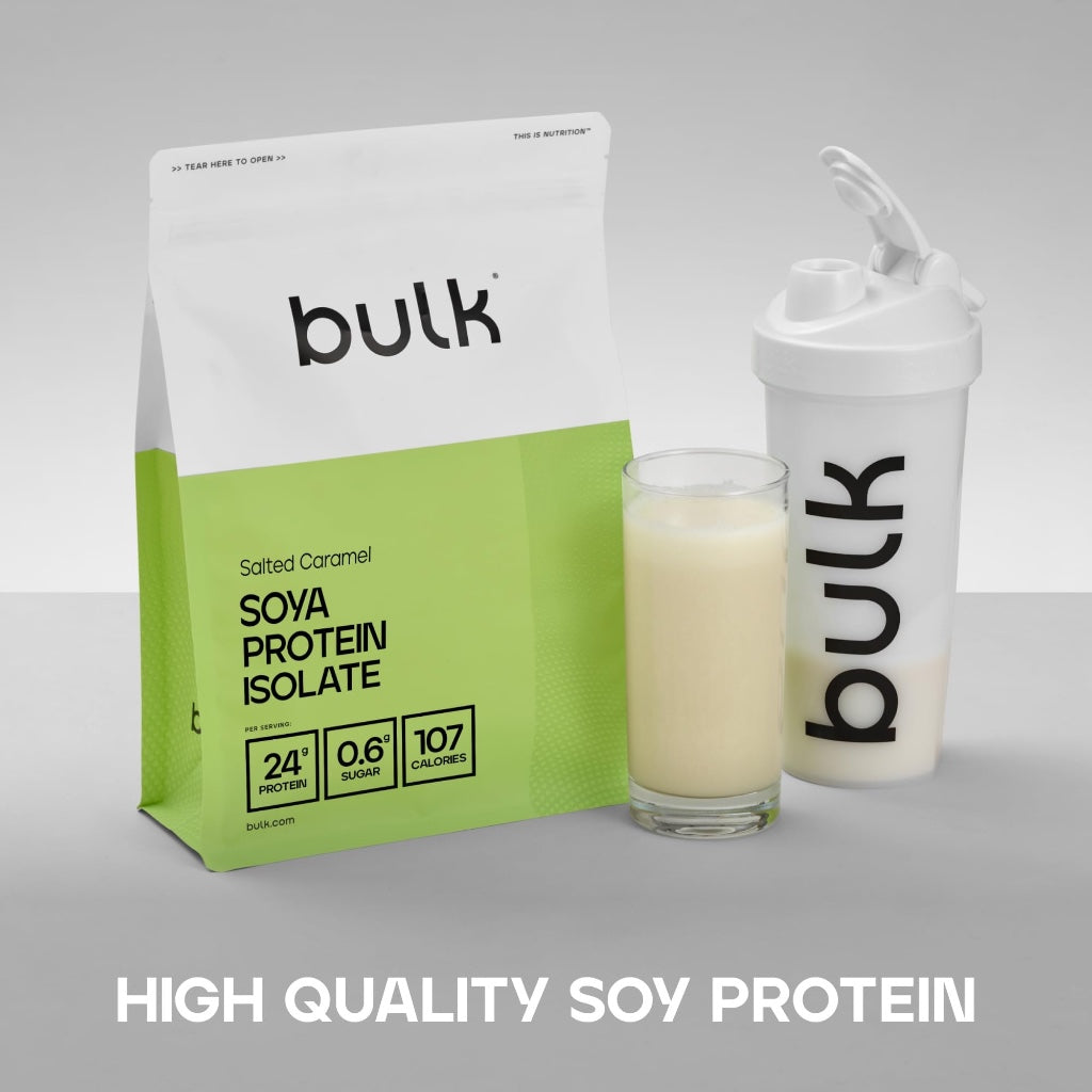 Bulk Soya Protein Isolate Powder, Vegan Protein Shake, Salted Caramel, 1 kg - BBE 09/2027