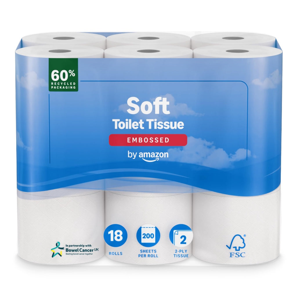by Amazon Soft Toilet Tissue, 2-Ply, 45 Rolls (5 Pack of 9), 200 Sheets per Roll, FSC Certified - Very Good