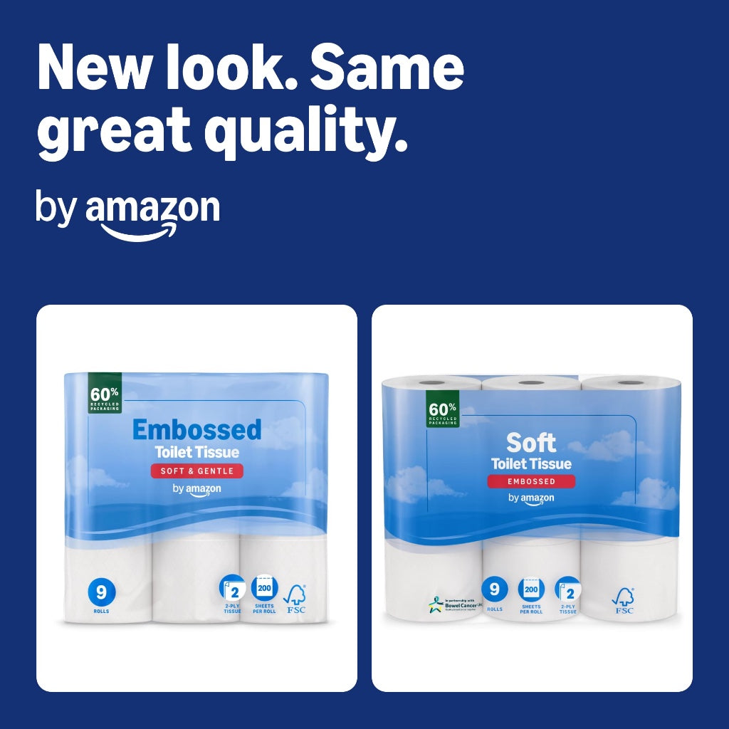 by Amazon Soft Toilet Tissue, 2-Ply, 45 Rolls (5 Pack of 9), 200 Sheets per Roll, FSC Certified - Very Good