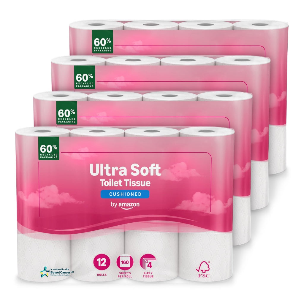 by Amazon Ultra Soft Toilet Tissue, 4-ply, 48 Rolls (4 Packs of 12), 160 Sheets per Roll, FSC Certified - Very Good