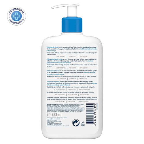 CeraVe Moisturising Lotion, for normal to very dry skin, Enriched with 3 Essential Ceramides, Hyaluronic Acid and MVe technology, CeraVe face moisturiser, Daily Hydrating Moisturiser, 473ml