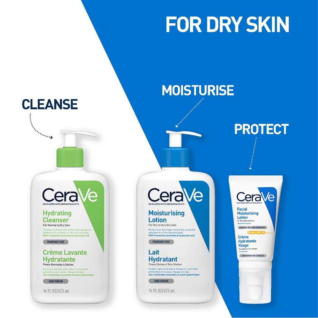 CeraVe Moisturising Lotion, for normal to very dry skin, Enriched with 3 Essential Ceramides, Hyaluronic Acid and MVe technology, CeraVe face moisturiser, Daily Hydrating Moisturiser, 473ml