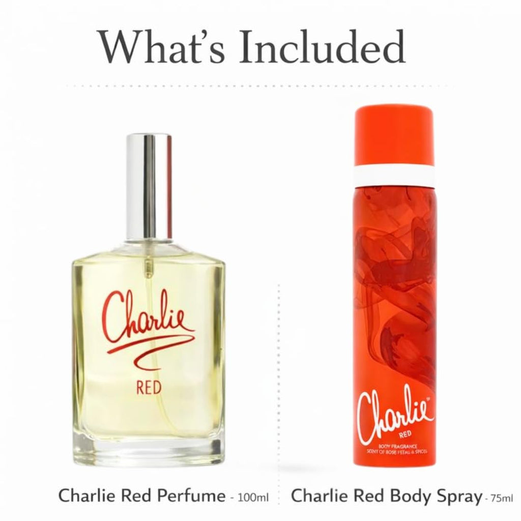 Charlie Perfume & Body Spray Gift Sets for Women - Eau de Toilette & Body Fragrance Bundles - 5 Curated Sets Available (Classic Red Set) - Damaged Box