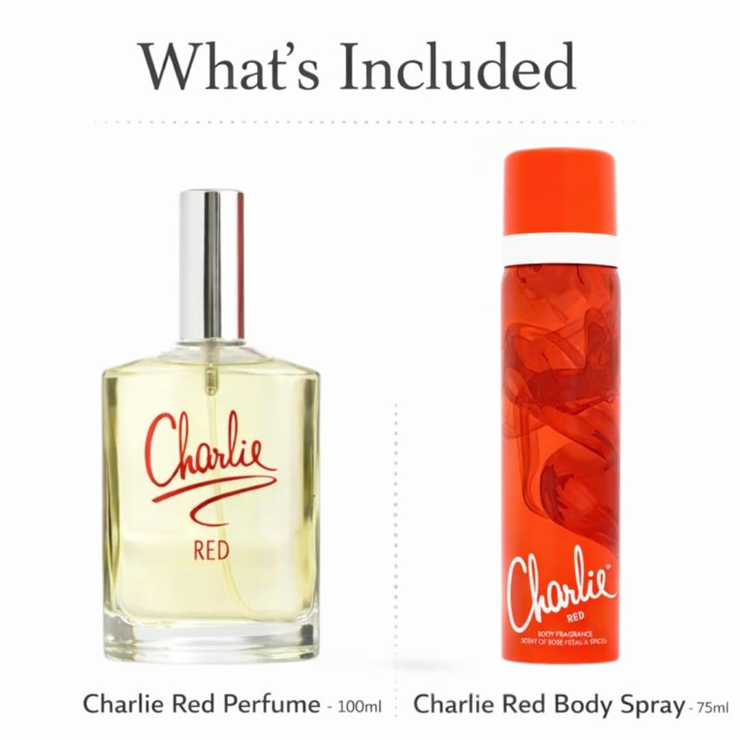 Charlie Perfume & Body Spray Gift Sets for Women - Eau de Toilette & Body Fragrance Bundles - 5 Curated Sets Available (Classic Red Set) - Damaged Box