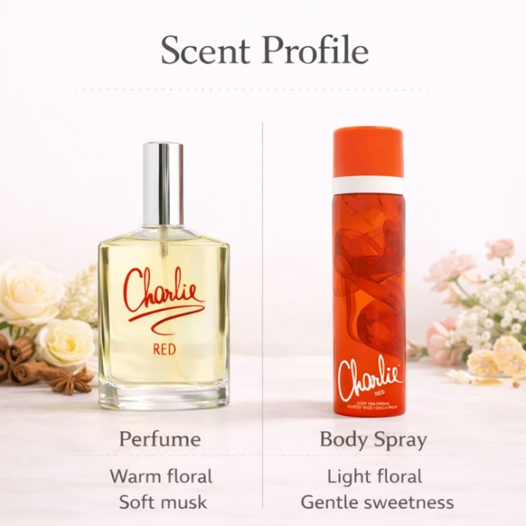 Charlie Perfume & Body Spray Gift Sets for Women - Eau de Toilette & Body Fragrance Bundles - 5 Curated Sets Available (Classic Red Set) - Damaged Box