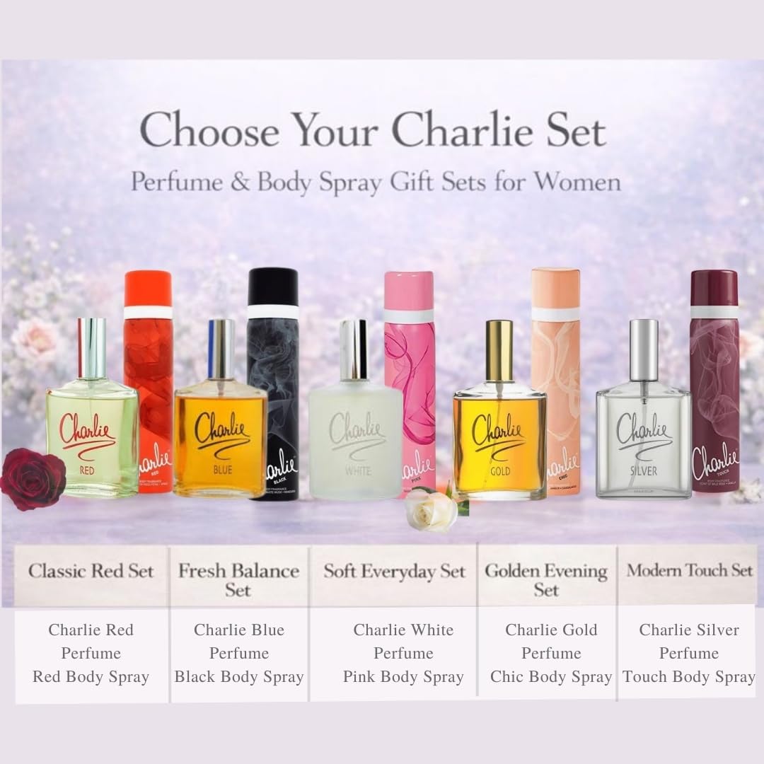 Charlie Perfume & Body Spray Gift Sets for Women - Eau de Toilette & Body Fragrance Bundles - 5 Curated Sets Available (Classic Red Set) - Damaged Box