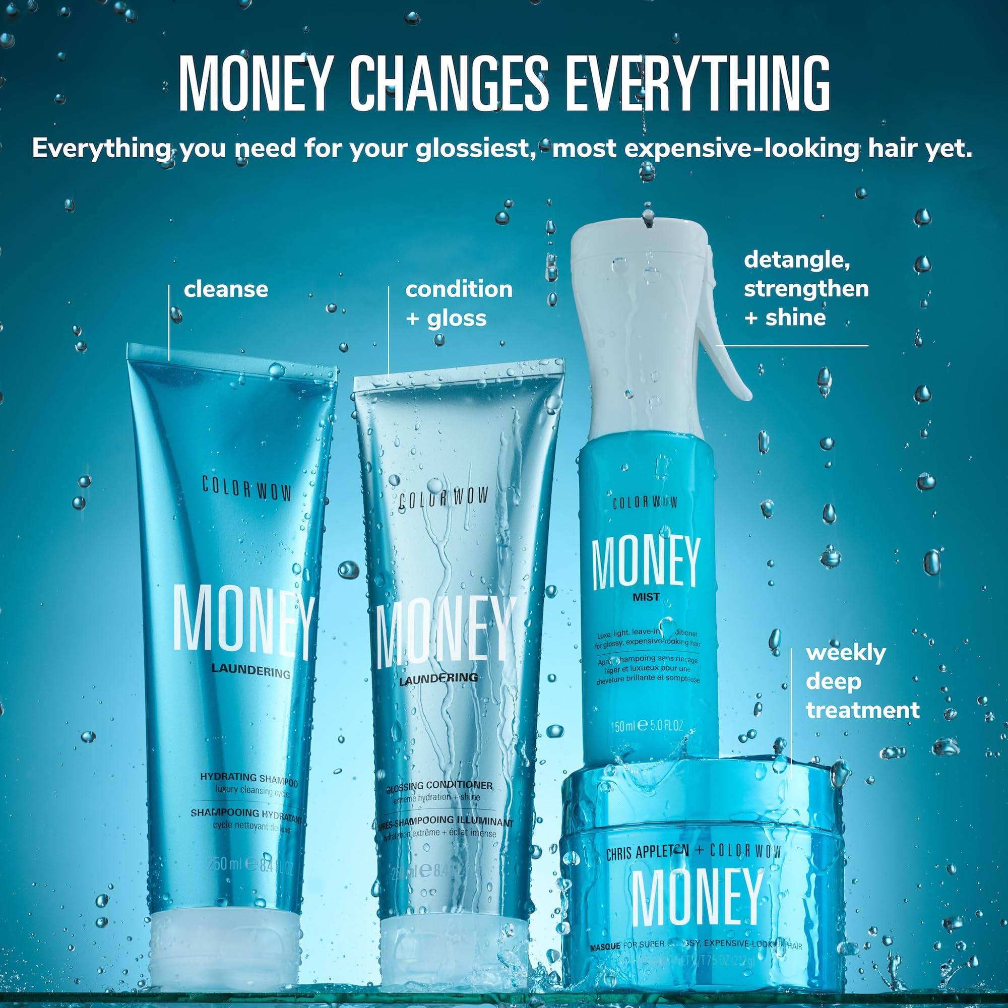 COLOR WOW Money Laundering Glossing Conditioner, Hair Glaze & Anti-Frizz Formula, Locks Moisture, Amplifies Hair Shine & Smoothing, 250ml