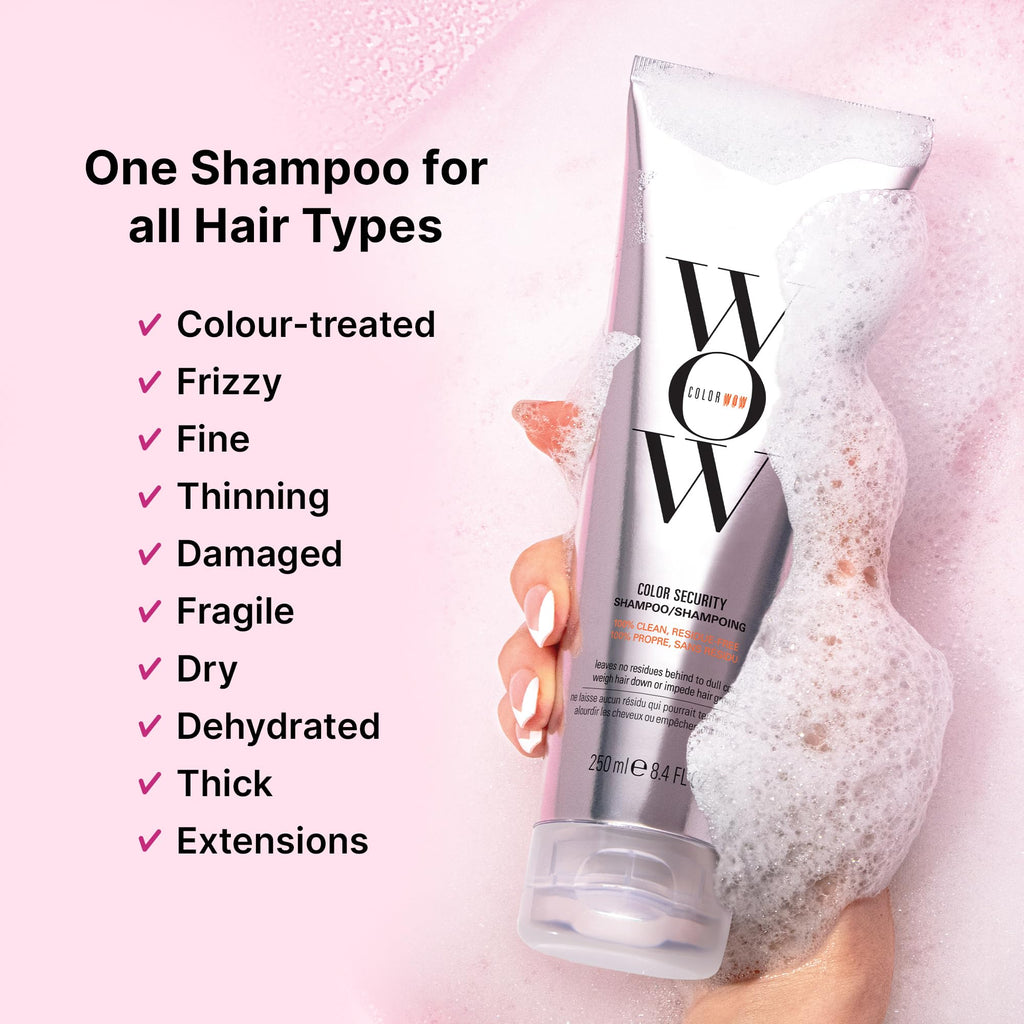COLOR WOW Color Security Shampoo and Conditioner Duo - Sulphate-Free, Lightweight Cleanse + Hydration for Fine to Normal Hair - No Residue, Vegan, Cruelty-Free, 2 x 250ml - Damaged Box