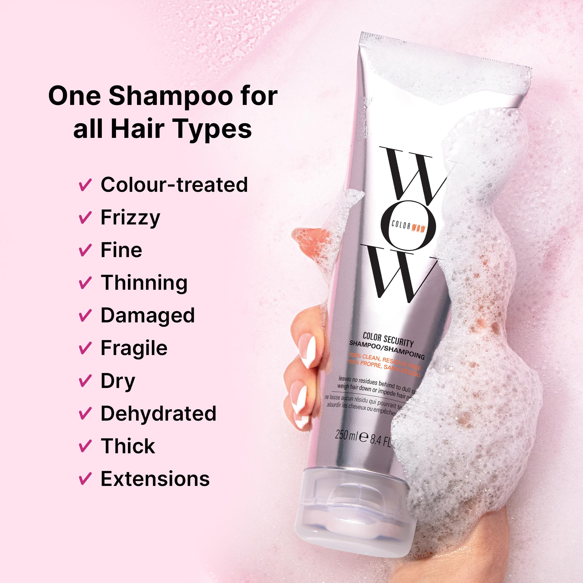 COLOR WOW Color Security Shampoo and Conditioner Duo - Sulphate-Free, Lightweight Cleanse + Hydration for Fine to Normal Hair - No Residue, Vegan, Cruelty-Free, 2 x 250ml - Damaged Box