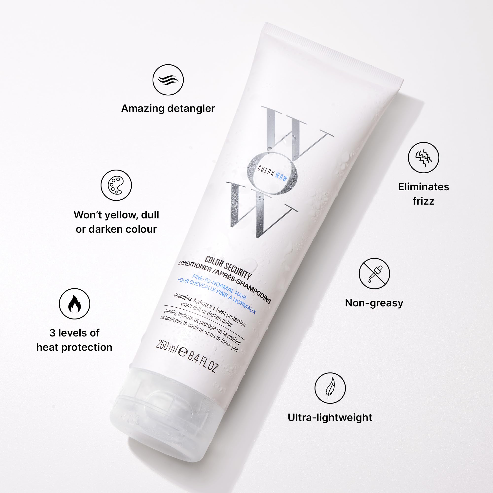 COLOR WOW Color Security Shampoo and Conditioner Duo - Sulphate-Free, Lightweight Cleanse + Hydration for Fine to Normal Hair - No Residue, Vegan, Cruelty-Free, 2 x 250ml - Damaged Box