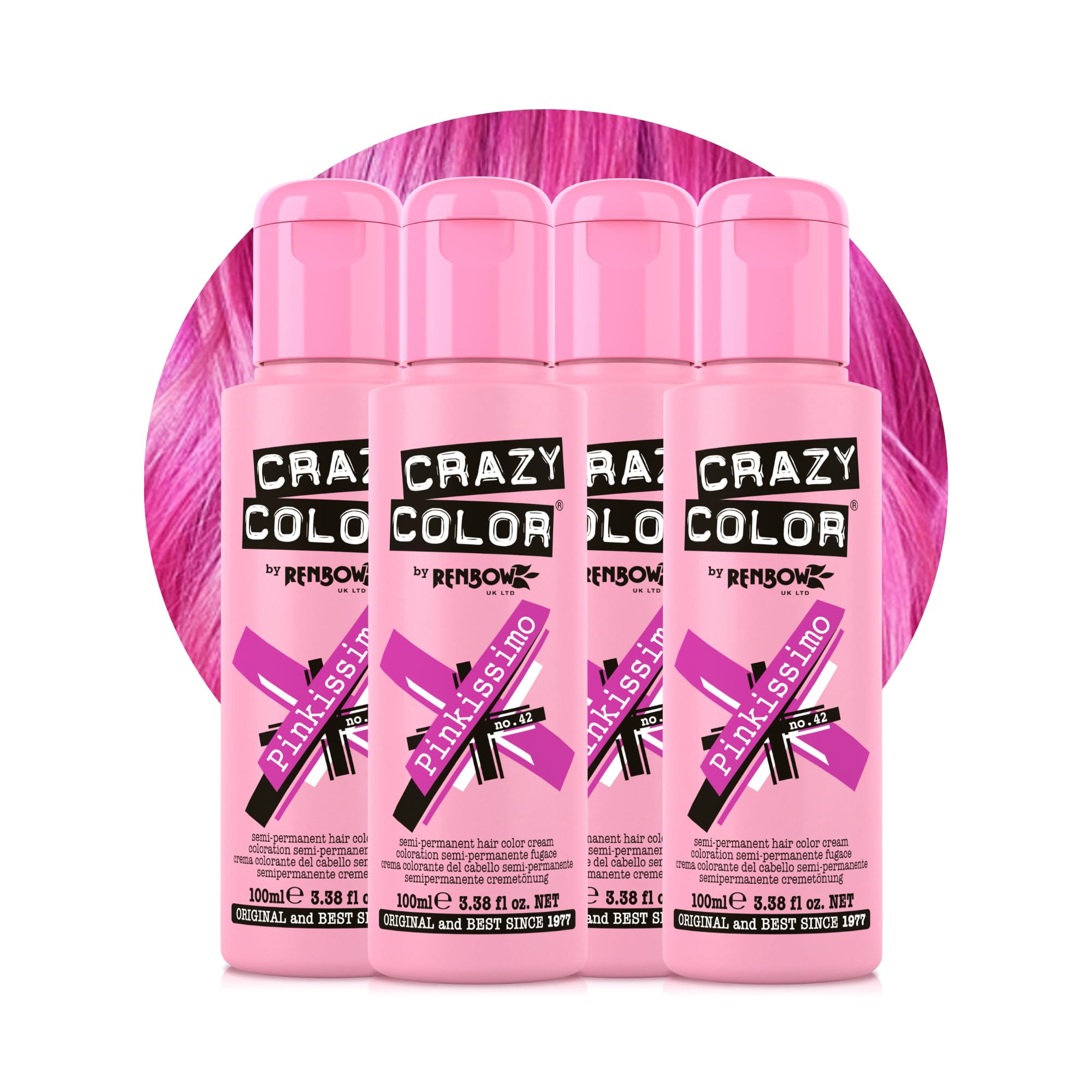 Crazy Color Metallic Ice Mauve Semi-Permanent 4 Pack Quad Hair Dye. Highly Pigmented Dusty Purple Conditioning & Oil Nourishing Vegan Formula No Bleach or Ammonia 400ml - Damaged Box