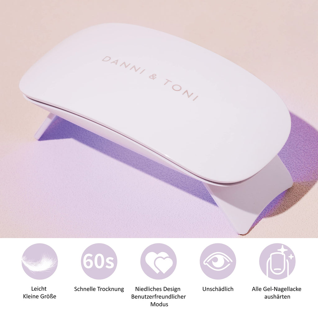 DANNI & TONI Professional UV LED Nail Lamp 6W Mini Nail Dryer for Gel Nail Wraps&Gel Nail Polish Curing Light Machine,Nail Curing Lamp,Travel Size,Fast Drying and Hardener - Damaged Box