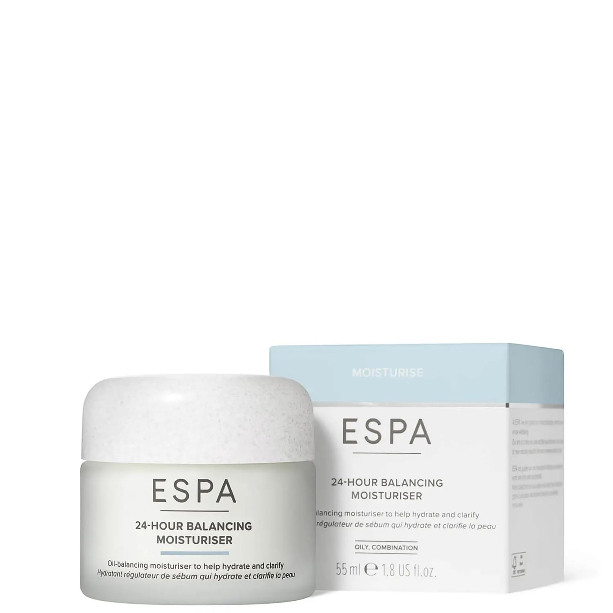 ESPA 24-Hour Balancing Moisturiser 55ml | Oil-Balancing Moisturiser to Hydrate & Clarify | Protects Without Clogging Pores | Registered by Vegan Society | For Oily & Combination Skin