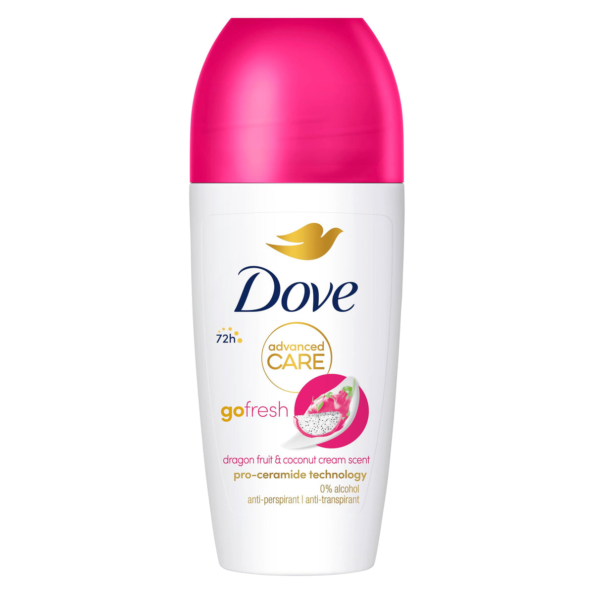 Advanced Care Go Fresh Dragonfruit & Coconut Scent Antiperspirant Deodorant Roll On 72 hour sweat protection Pro Ceramide technology 50 ml Pack 6