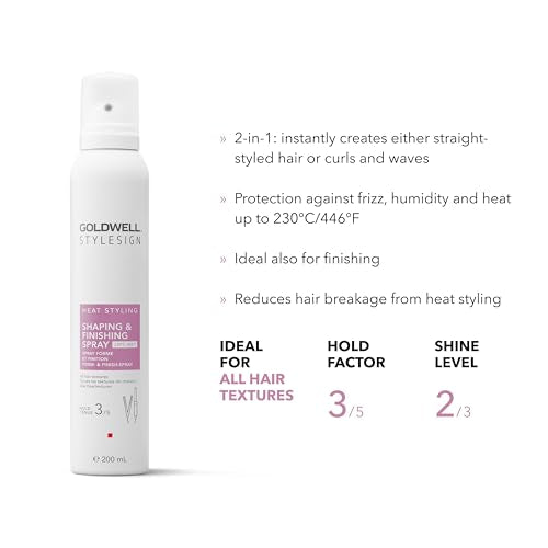 Goldwell StyleSign Shaping & Finishing Spray, For All Hair Types, Heat Protection & Frizz Control, Humidity & Frizz Resistance up to 72h, Vegan, 200ml