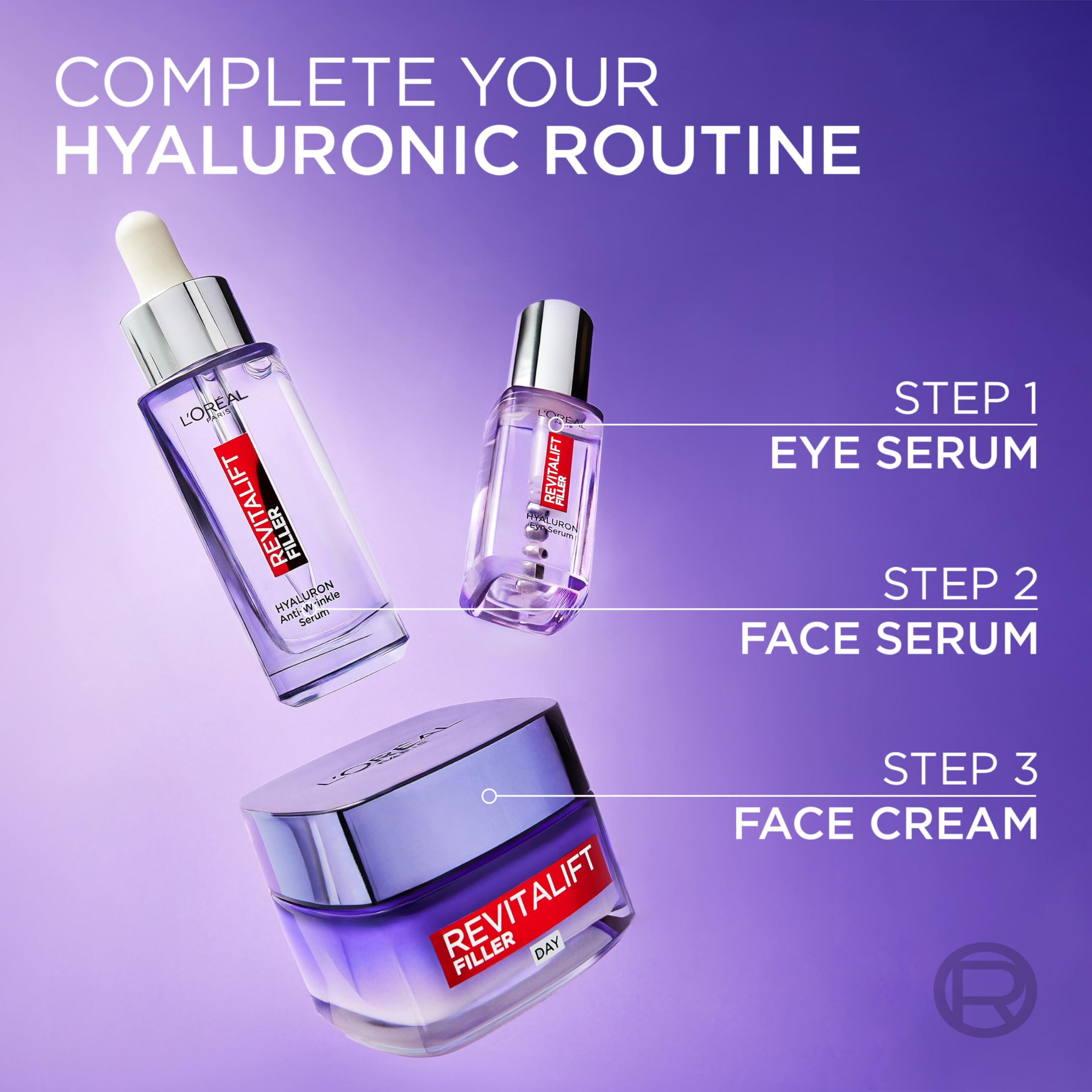 L'Or'eal Paris Day Cream, Revitalift Filler Deep Replumping Hyaluronic Acid Anti-Ageing Cream, Fills Wrinkles & Restores Volume, Intensely Hydrates, Replumps Skin, and Smooth Wrinkles, Age 35+, 50ml - Damaged Box
