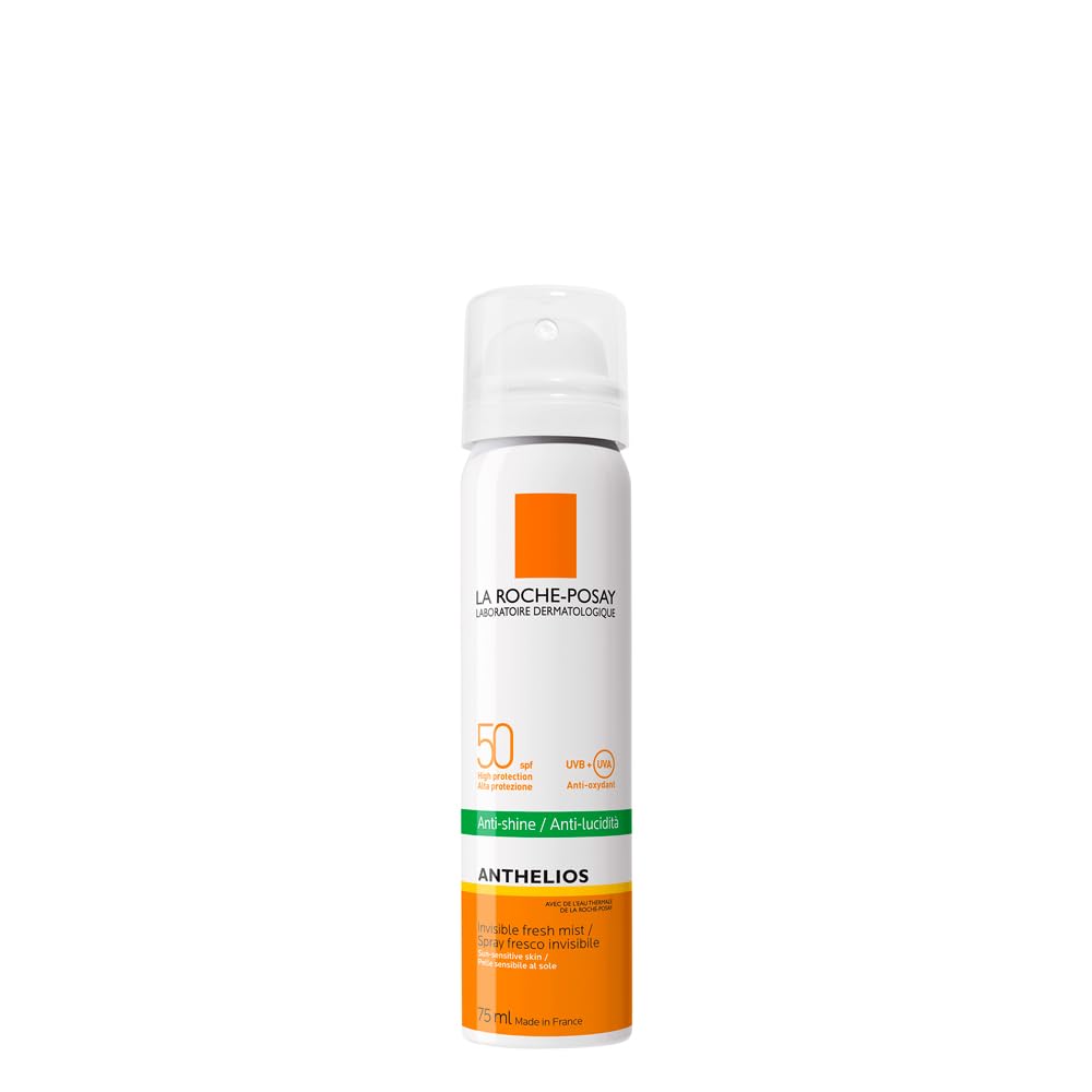 La Roche-Posay Anthelios Invisible Fresh Mist Sunscreen SPF50, Anti-Shine Spray For Oily Skin, Broad Spectrum UVA UVB Protection, Infrared Pollution Shield, Water Resistant, On-The-Go, 75ml