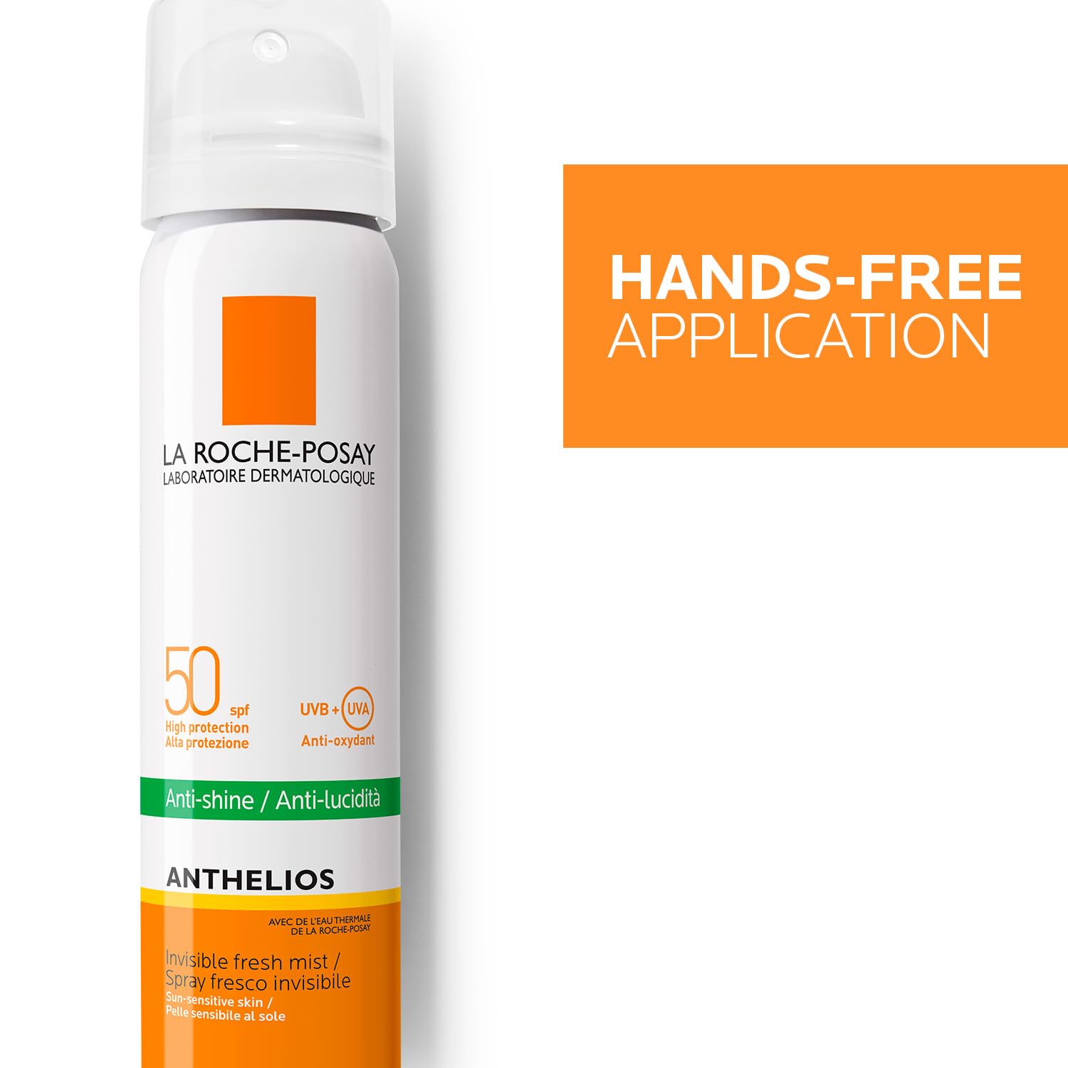 La Roche-Posay Anthelios Invisible Fresh Mist Sunscreen SPF50, Anti-Shine Spray For Oily Skin, Broad Spectrum UVA UVB Protection, Infrared Pollution Shield, Water Resistant, On-The-Go, 75ml