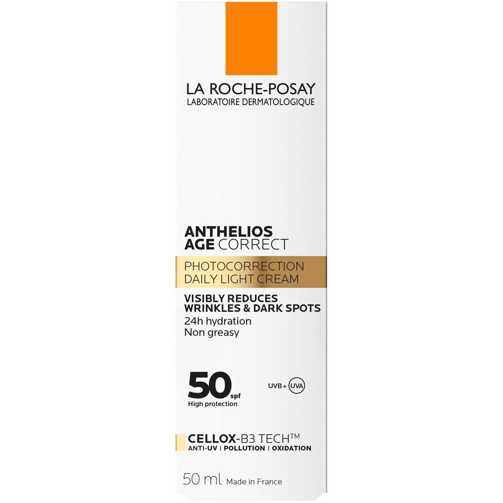 La Roche-Posay Anthelios Age Correct SPF50, Anti-Ageing Daily Sunscreen With Hyaluronic Acid, Niacinamide & Phe-Resorcinol, 24 Hour Hydration, Non-Greasy, 50ml