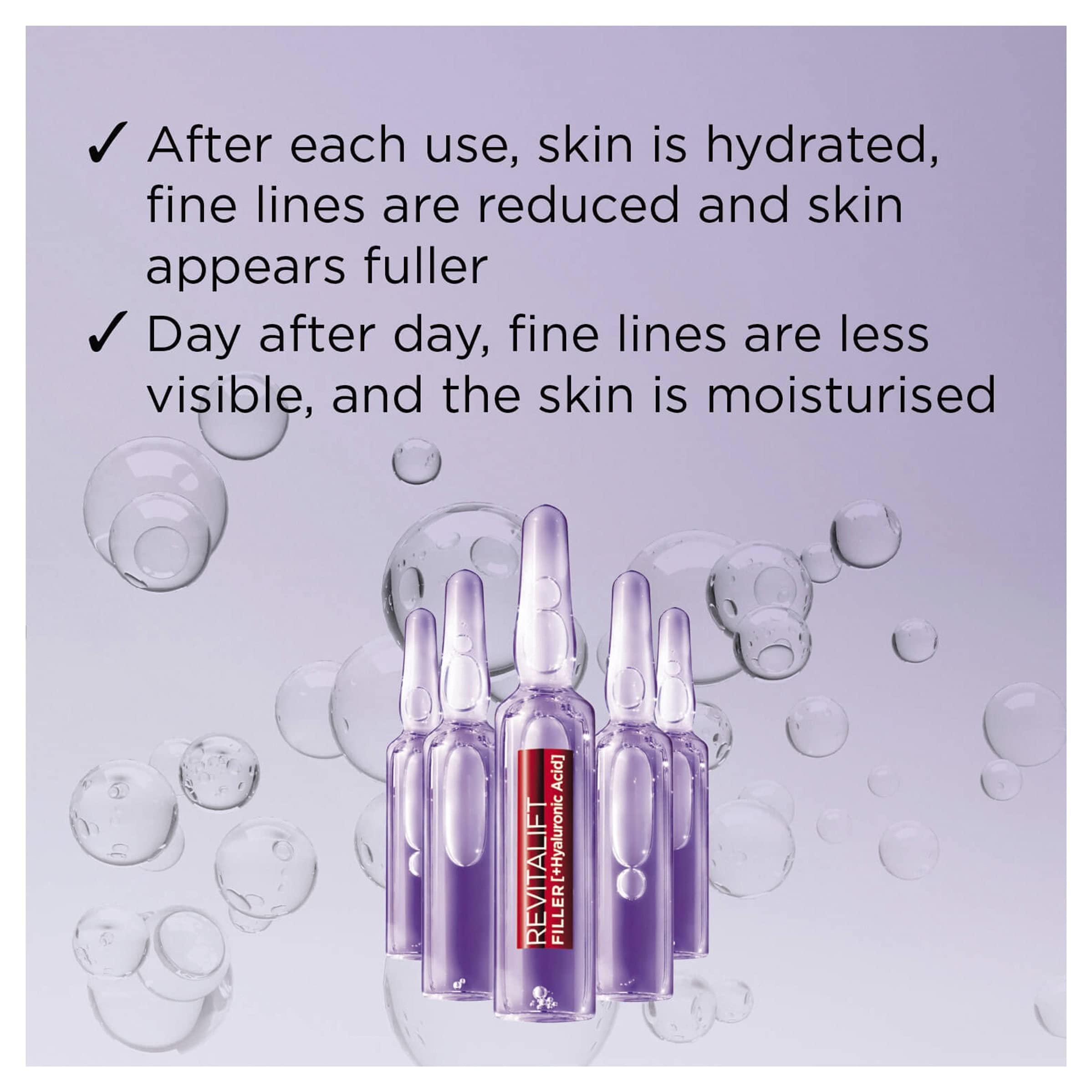 L'Oreal Paris Revitalift Filler Replumping Hyaluronic Acid Ampoules, Intensive 7-Day Treatment To visibly Smooth, Replump Skin & Reduce Fine Lines, 7 x 1.3ml