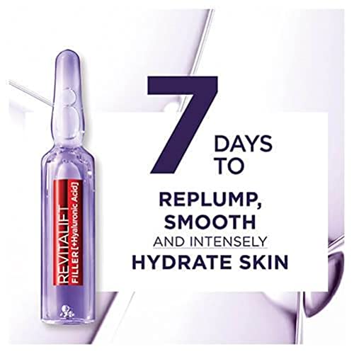 L'Oreal Paris Revitalift Filler Replumping Hyaluronic Acid Ampoules, Intensive 7-Day Treatment To visibly Smooth, Replump Skin & Reduce Fine Lines, 7 x 1.3ml