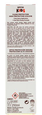 Malibu Sun Kids SPF 50 Clear Protection Sunscreen, High Protection Dry Feel Sun Spray for Kids, Water Resistant Transparent Sunscreen, 250ml